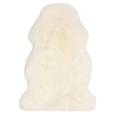 Genuine Fluffy Natural Hide White Hand-Woven Sheepskin Shaggy Textured Rug - Single: 60 x 90 cm → 2' x 3'