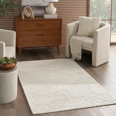 Avra AVR01 Ivory Tufted Botanical Design Rayon Handmade Wool Cotton Floral Rug