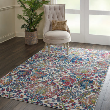 Nourison Ankara Vintage Antique Traditional ANR06 Rug Runner Round in Ivory Blue