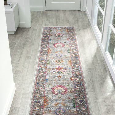 Soujorn Tor Modern Traditional Vintage Floral Rug, Runner in Multi - Runner 60x240 cm (2'8')