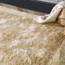 Origins Shimmer Silky Tufted Border Fluffy Shag Champagne Beige Shaggy Bordered Modern Rug - Small 80x150 cm (2'6"x5')