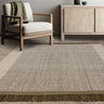Avalon Modern Fringed Wool Hand Woven Flatweave Plain Rug in Forest Green - Medium 120x170 cm (4'x5'6")