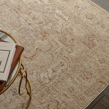 Asiatic London Heriz HE01 Serapi Beige High-Low Texture Traditional Vintage Textured Medallion Hallway Runner Rug