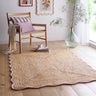 Origins Jute Natural Hand Made Stitched Scalloped Edge Lilac Rug or Hallway Runner - Medium 120x170 cm (4'x5'6")
