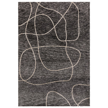 Mason Linear Abstract Modern Rug in Black Cream
