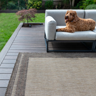 Consept Looms Sumac SUM102 Framed Beige Brown Indoor Outdoor Polypropylene Flatweave Bordered Rug