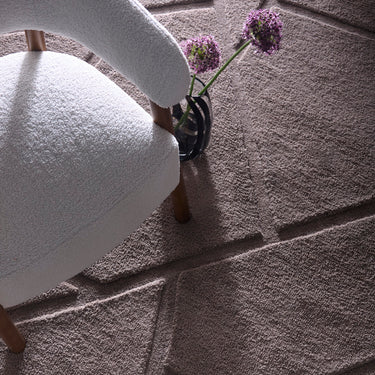 Origins Stack Contemporary Grey Mauve Geometric Textured Modern Rug
