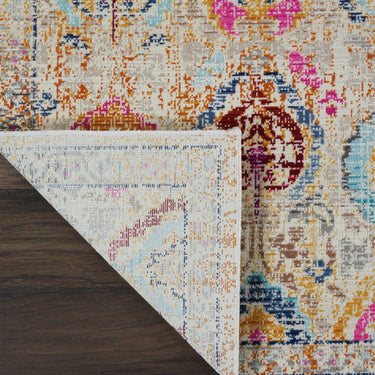 Nourison Kashan VKA04 Distressed Ivory Multi Polypropylene Persian Traditional Vintage Rug