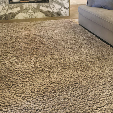 Maine Oyster Tubular Pile Rug Hand-Woven with New Zealand & European Wools, Thick Luxurious Soft Pile, Contemporary Natural Style for Modern & Traditional Interiors