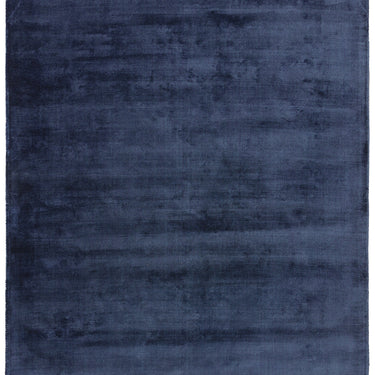 Gleam Luxury Contemporary Modern Shiny Plain Hand Woven Viscose Navy Blue Rug