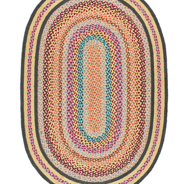 Origins Extra Colourful Oval Multicolour Handmade Jute Braided Bordered Rug 160x230 cm