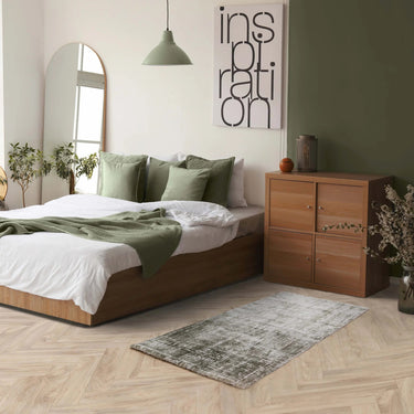 Asiatic London Kuza Green Polypropylene Abstract Textured Distressed Rug