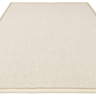 Korra Double Loop Cream Linen Wool & Jute Rug with Cotton Border