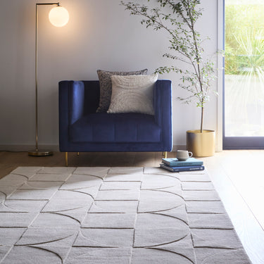 Origins Penny 3D Cream Hand-Carved Wool Traditional Geometric Rug