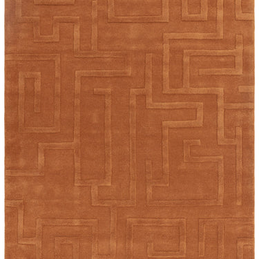 Maze Wool Rug Hand Tufted Modern Classic Rug in Rust