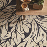 Heritage Pure Damask Tufted Navy Blue Wool Cotton Traditional Floral Round Rug - Large 160x230 cm (5'3"x7'7")