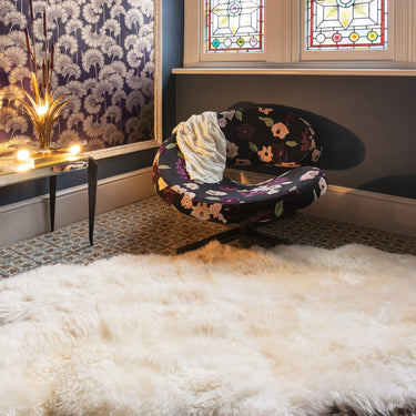 Asiatic London Genuine Fluffy Natural Hide White Hand-Woven Sheepskin Shaggy Textured Rug - Double (Runner): 60 x 180 cm → 2' x 6'