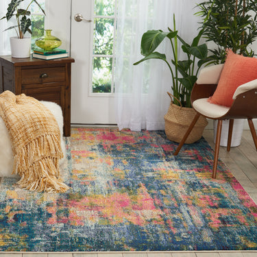Celestial CES09 Modern Abstract Pictorial Blue Yellow Rug by Nourison
