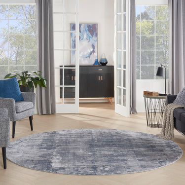 Rustic Textures RUS05 Modern Abstract Circle Round Rug in Grey
