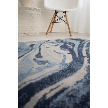 Balletto 21EA Rug Modern Abstract Living Room Bedroom Soft Rugs in Black Grey Ochre and Blue Colours