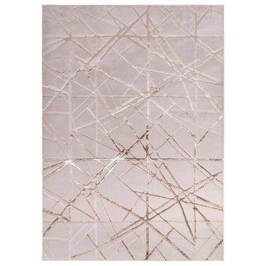 Aurora Mica AU13 Geometric Stripes Shiny Metallic Beige Gold Rug in 160 x 230 cm (5'3''x7'7'')