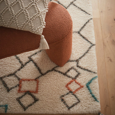 Asiatic London Origins Knotted Chain Thick Pile Tasseled Multicolour Hand-Carved Wool Berber Geometric Rug