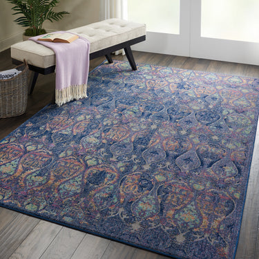 Nourison Ankara Vintage Antique Traditional ANR08 Rug Runner Round in Navy Multi