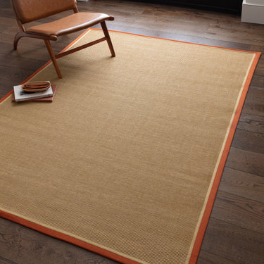 Bordo Boucle Sisal Rust Linen Border Natural Beige Jute Cotton Textured Flatweave Rug - Large 160 x 230 cm (5'3"x7'7")
