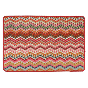 My Mat Stain Resistant Washable Home Entrance, Kitchen, Hallway, Entryway Non-Slip Rug Candy in Multi Bright ZigZag Colours