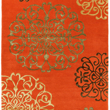 Asiatic London Matrix Tanngier Terracotta Orange Moorish Design Tufted Wool Moroccan Traditional Geometric Rug