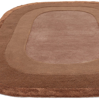 Asiatic London Halo Clay Oval Tufted Ombre Brown Hand-Carved Wool Viscose Bordered Rug