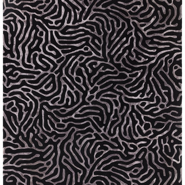 Coral 3D Effect Gunmetal Black Handmade Wool Viscose Abstract Rug