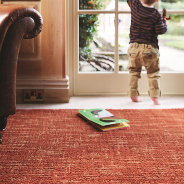 Origins Country Tweed Plain Distressed Wool Burnt Sienna Rug
