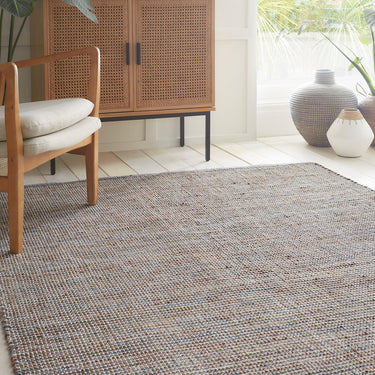 Gabrielle Basketweave Wool Hand Woven Rug by Clarke & Clarke in Kingfisher Multi