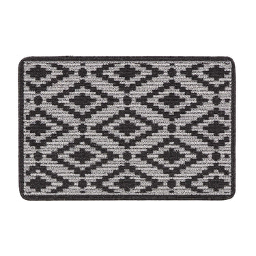 My Stain Resistant Ikat Charcoal Washable Non-Slip Polypropylene Bordered Doormat