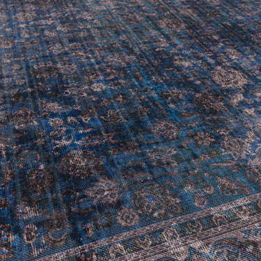 Kaya Ava KY02 Traditional Classic Persian Floral Flatweave Washable Rug in Blue Black