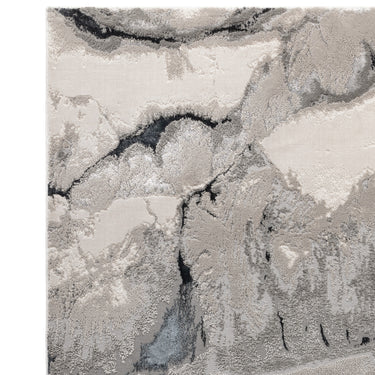 Aurora AU05 Quartz Metallic Silver Black Modern Shiny Abstract Marbled Pattern Rug