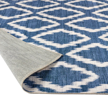 Origins Washable Como Diamond Soft Chenille Bohomian Rug in Blue 160 x 230 cm