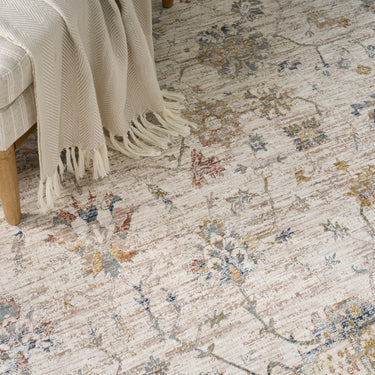 Nourison Antique Fusion ANF04 Bordered Ivory Multi Traditional Vintage Abstract Floral Rug
