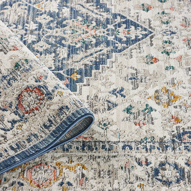 URCO Nova Nico Navy Blue Polypropylene Traditional Vintage Bordered Rug