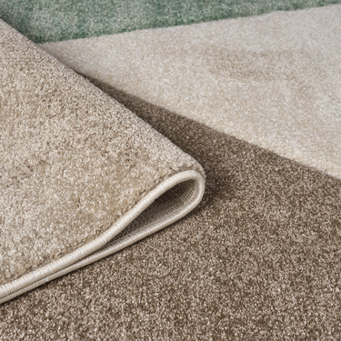 Orbit Nordyl 3D Beige Green Abstract Geometric Textured Hallway Runner Rug