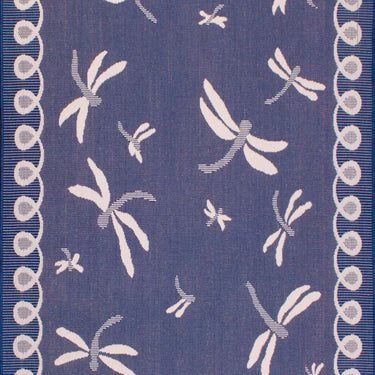 Dragonfly Garden Patio Picnic Travel Summer Breeze Indoor Outdoor Polypropylene Geometric Bordered Rug