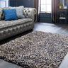 Origins Rocks Shaggy Hand Woven Wool Tubular Long Pile Rugs in Navy - Small 80x150 cm (2'6"x5')