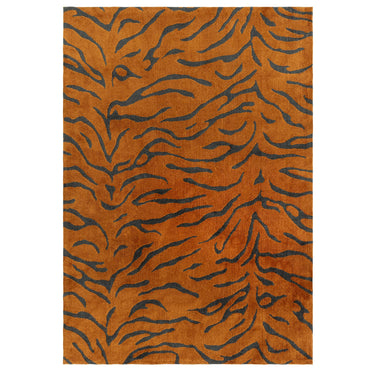 Asiatic London Wilder Tiger Spice Orange Animal Inspired Cotton Textured Modern Rug