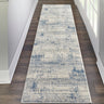Nourison Rustic Textures RUS10 Ivory Blue Jute Polypropylene Abstract Textured Hallway Runner Rug