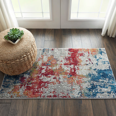 Nourison Ankara Global ANR10 Modern Abstract Silky Rug in Multi Colours