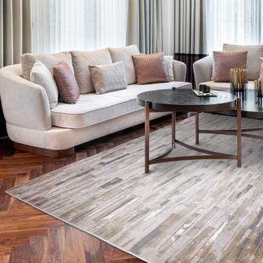 Aurora Impression AU25 Modern Abstract Marbled Rug in Yellow Gold