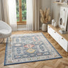 Nova Ella Navy Blue Polypropylene Traditional Vintage Bordered Hallway Runner Rug - Small 80x150 cm (2'6"x5')