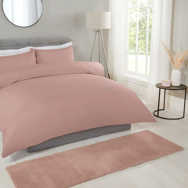 URCO Luxe Faux Fur Super Blush Pink Shaggy Textured Plain Rug - Runner 60x180 cm (2'x5'11")