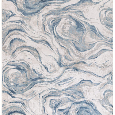 Lavico Swirl Marbled Rug Modern Abstract Silk Shiny Rug by Clarke & Clarke in Mineral Blue